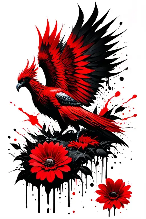 Phoenix Rising From Flower Bed