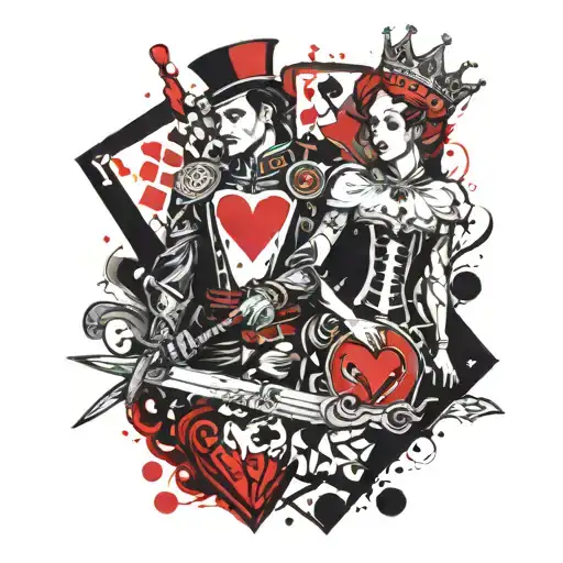 King And Queen Of Hearts With A Sword