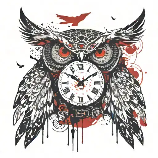 Owl Clock Coastal Scene