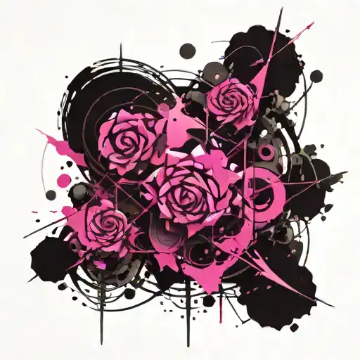 Pink And Purple And Black Tattoo Design