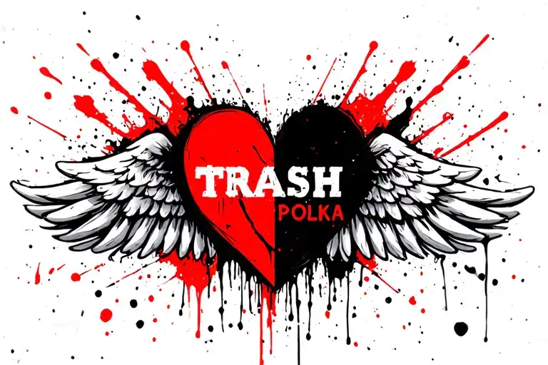 Wing With Half Heart Text