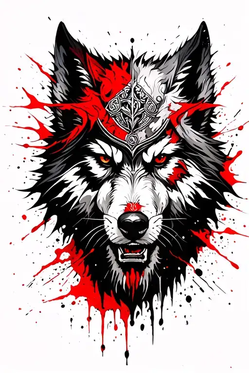 Odin With Fenrir Skol And Hati On The Upper Arm Or Chest