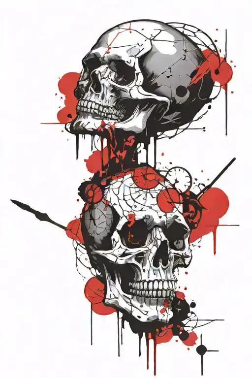 Skull And Clocks With Modern Technology Merging