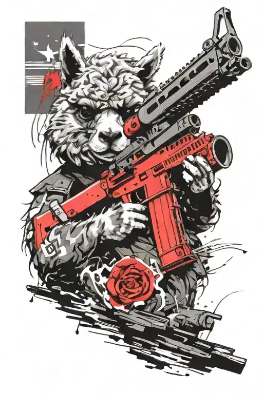 Alpaca Navy Seal With Machine Gun