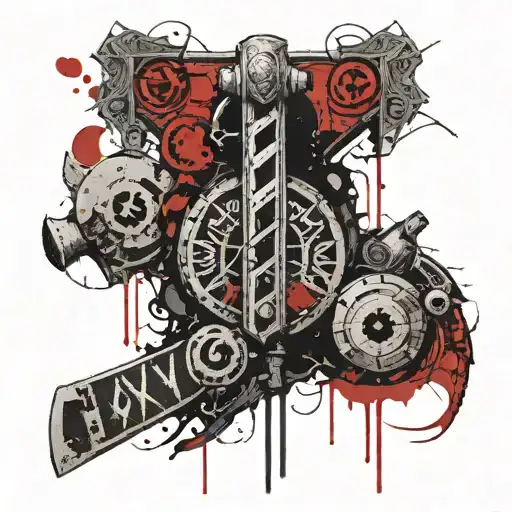 Huginn And Muginn And Sigil Of Loki In Mjolnir Hammer