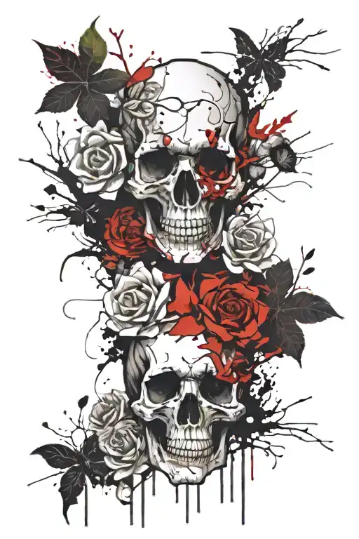 Bones Skull Evil Smile Death Blood Darkness Flowers