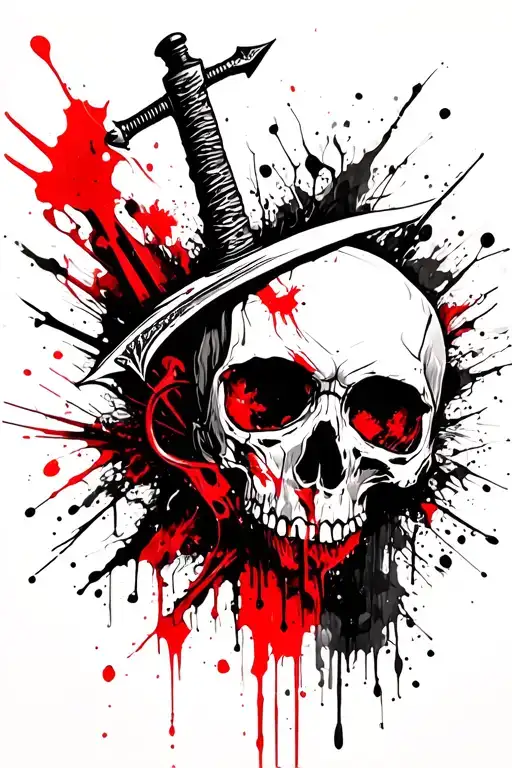 Upside Down Sword Piercing A Skull