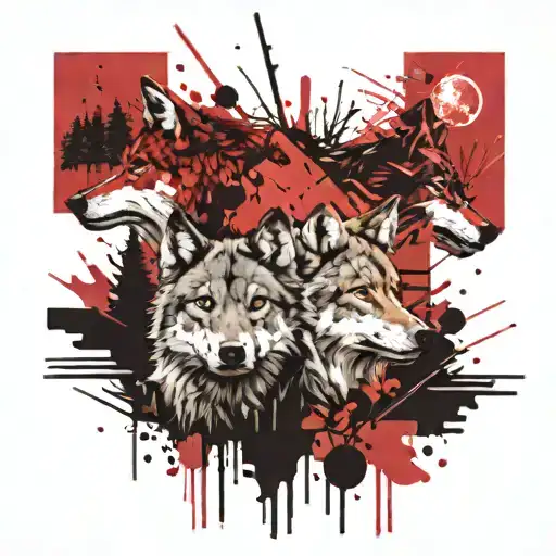 2 Wolves In A Forest