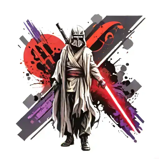 Gray Jedi Symbol With Purple Light Saber