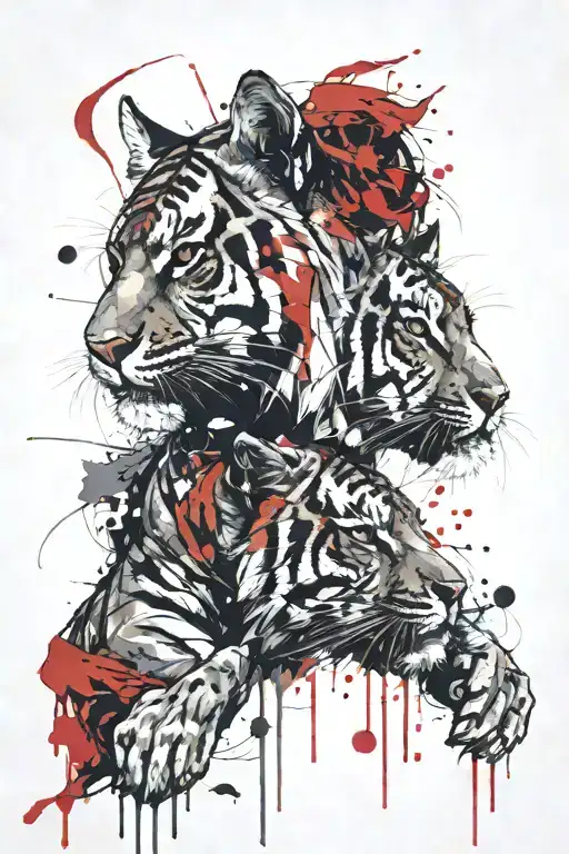 Kitten And Tiger Emerging