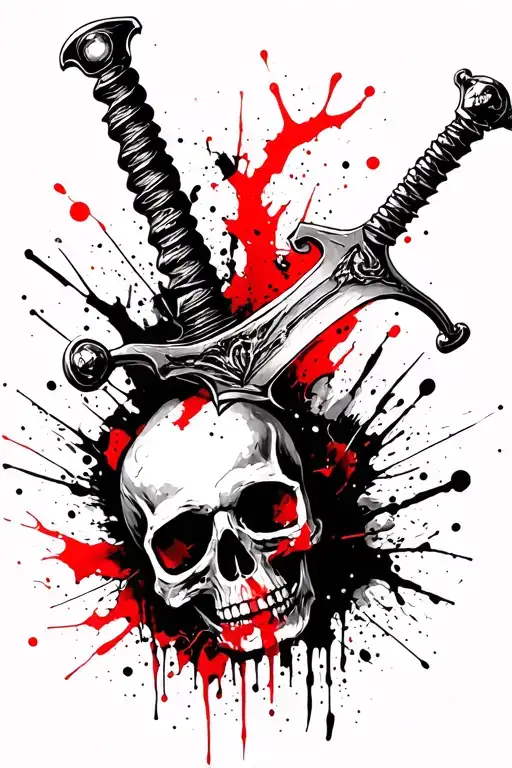 Upside Down Sword Piercing A Skull