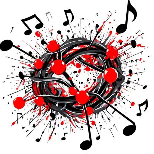 Dmt Molecule Structure With Music Notes Intertwined And Swirling