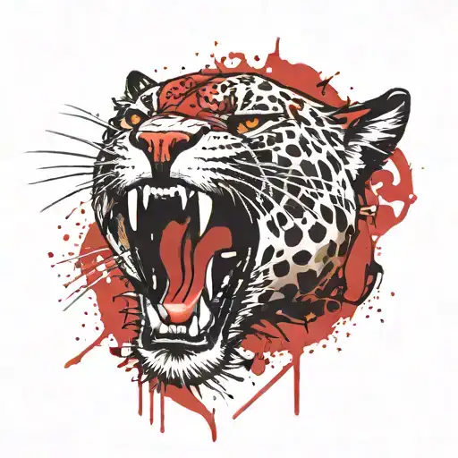 Panther Growling With Word Sacrifice Above His Head