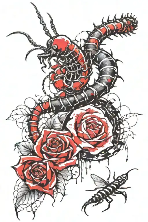 Centipede Clawing Its Way Out Of A Rose
