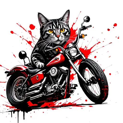 Cat Driving A Motorcycle