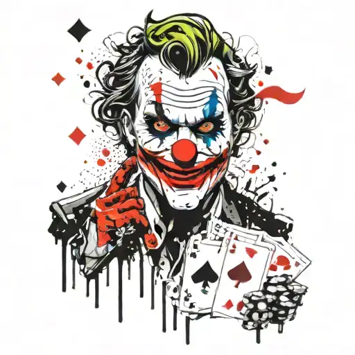 Joker With Poker Card Game With Theater Masks