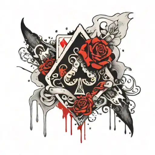 Ace Of Spades With Rose And Woman Holding