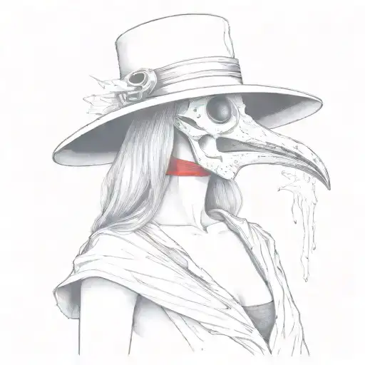 Plague Doctor Female Woman Body With Bird Skull Staff