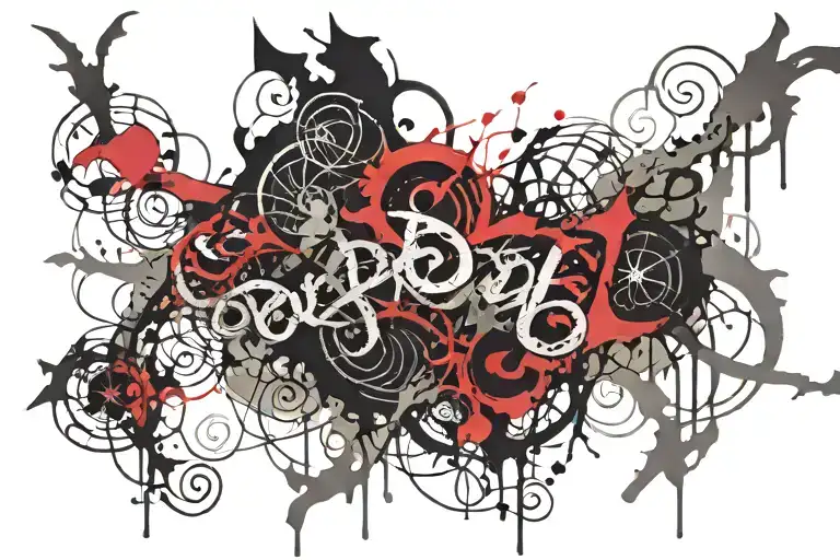 Thorn Vine With Cursive Writing