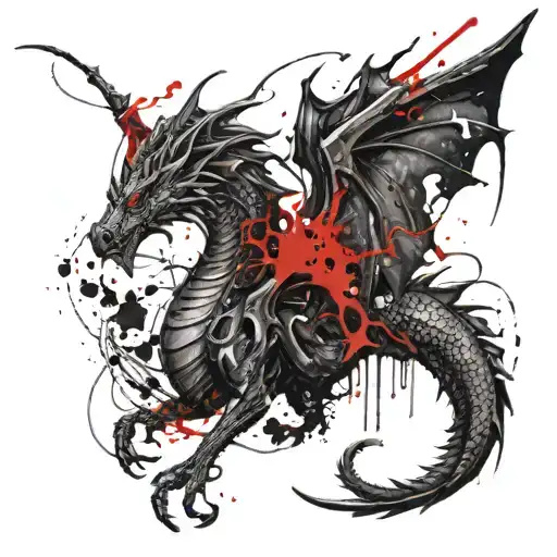 A Dragon With Angelic Feathered Wings And A Serpent Tail