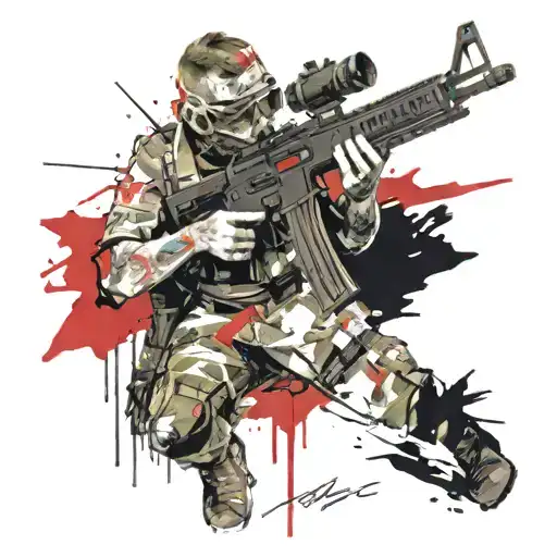 Dead Military Man With An Ak 47 Assault Rifle