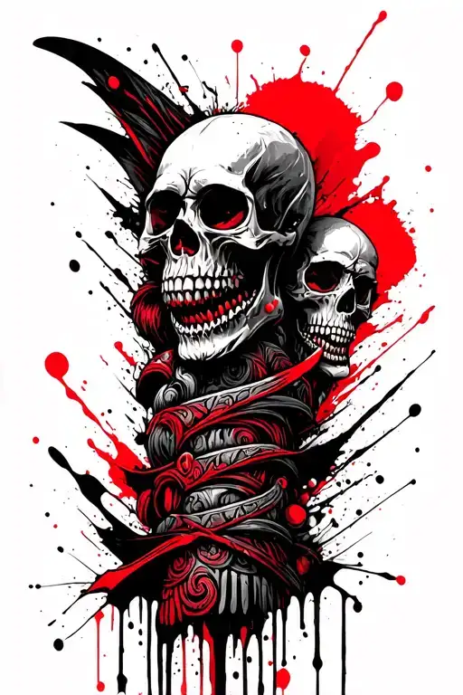 3 Skull Evil Totem Pole Intertwined