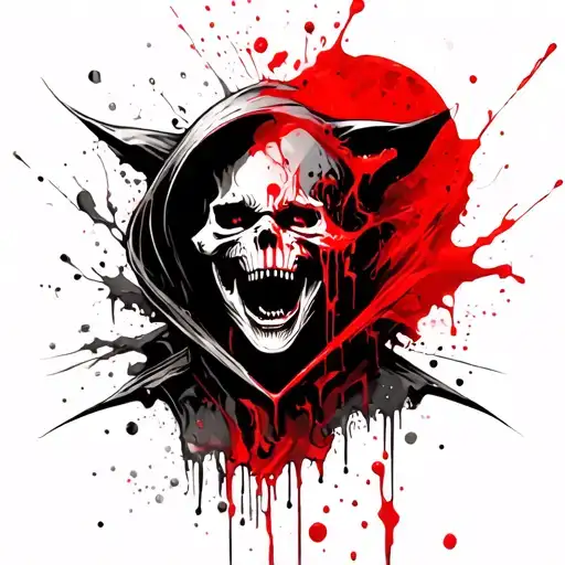 Neck Tattoo Of A Reaper Crying Blood