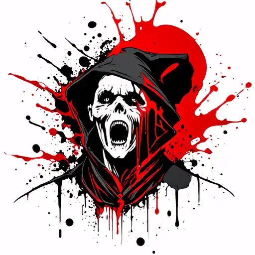 Neck Tattoo Of A Reaper Crying