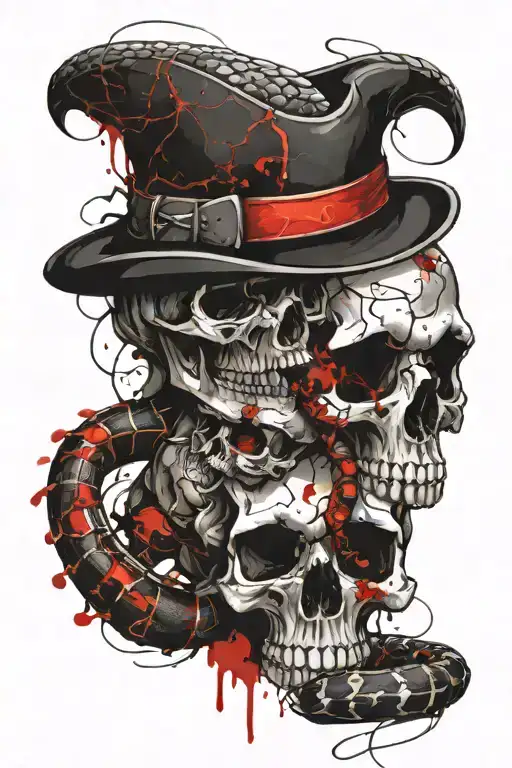 Snake And Skull With Ladybugs