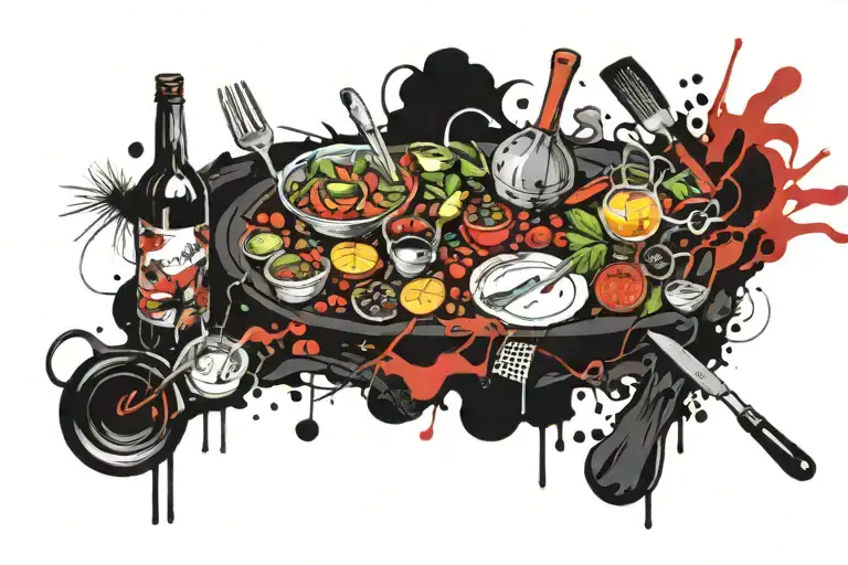 Black Only Culinary Theme That Features A Mixture Of Herbs And Other Cooking Related Items