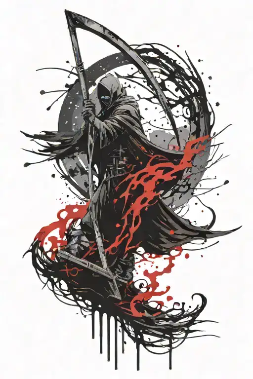 Reaper Holdimg A Scythe With A Beautiful Night Sky