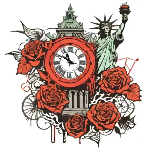 Statue Of Liberty Melting Clock Roses Growing