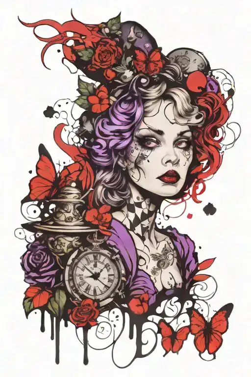 Alice In Wonderland Sleeve Purple And Black