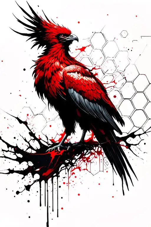 Phoenix With Honeycomb Background Leading