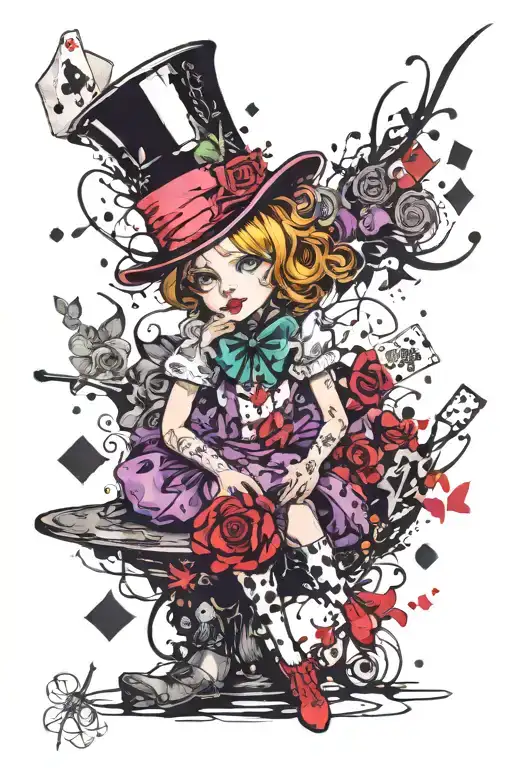 Alice In Wonderland And The Mad Hatter Purple And Black