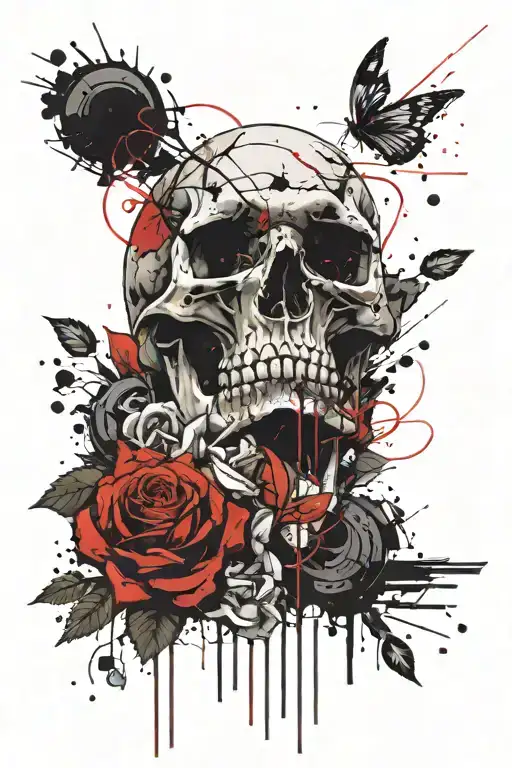 Cyberpunk Skull And Roses