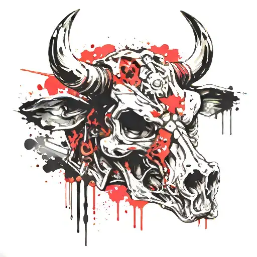 Cow Skull With Alien Skull Under