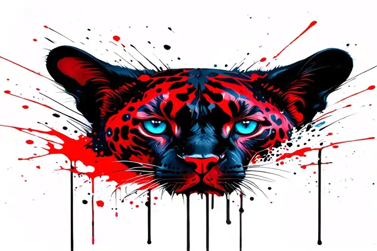 Abstract Panther Face With Blue Eyes