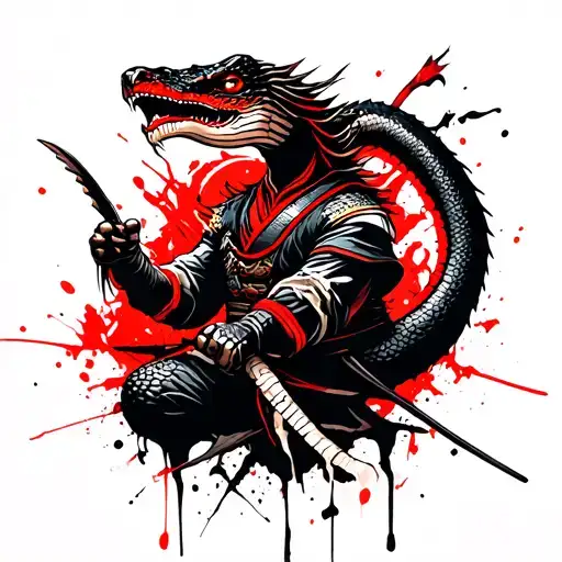 A Cobra With A Samurai Warrior Fighting Stance