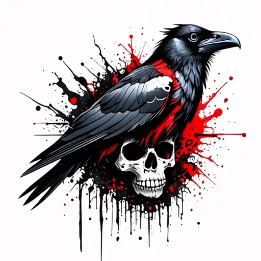 Raven Placed On A Skull