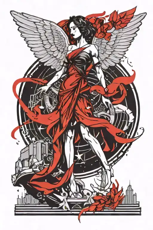 A Guardian Angel That Has A Art Deco Statue Look To It That