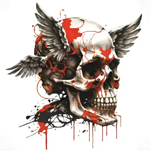 An Angel's Head Drawn Into A Skull