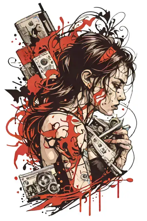 Woman Holding Open Book Surrounded