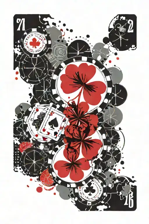 Poker Chips 777 4 Leaf Clover Playing Cards