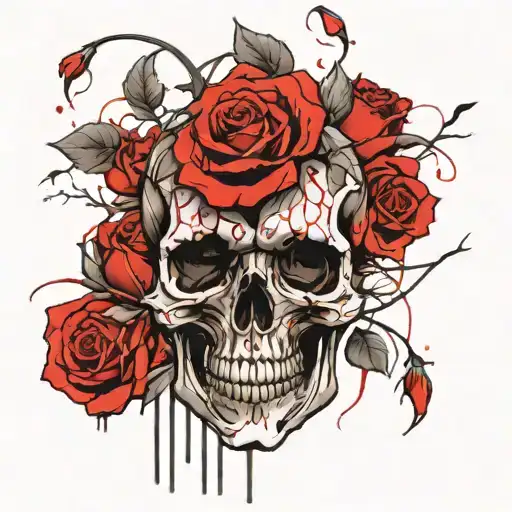 Demonic Skull With Roses