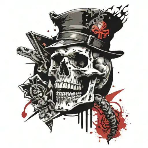 Skeleton Soldier With A Poker Card And A Snake Tongue