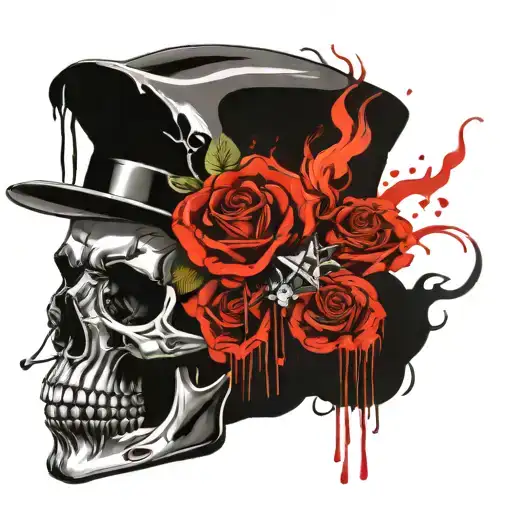 Skull In A Hat With A Cigarette In Chains