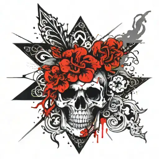 Cross With Skull And Paisley Pattern