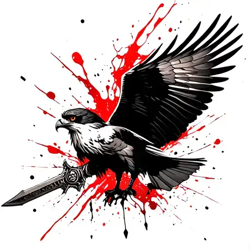 Osprey Wielding A Claymore Sword Flying Towards