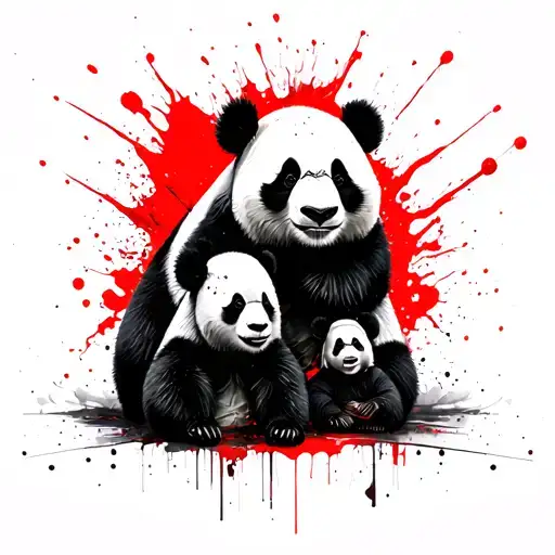 Mom Panda And Two Kids